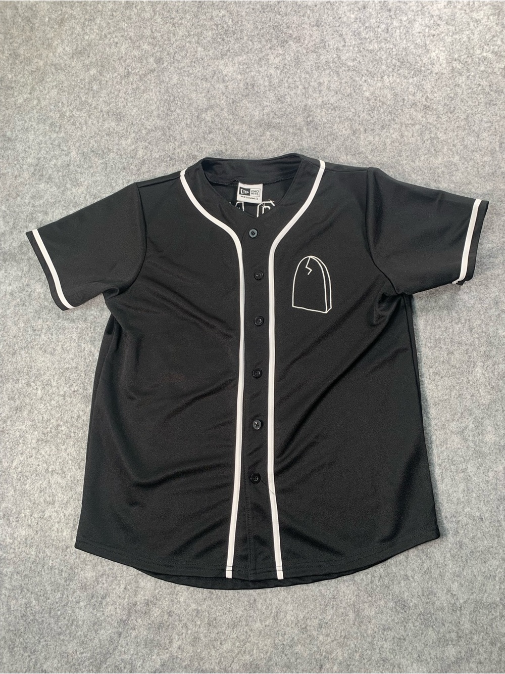 Black Baseball-Style Shirt with White Trim